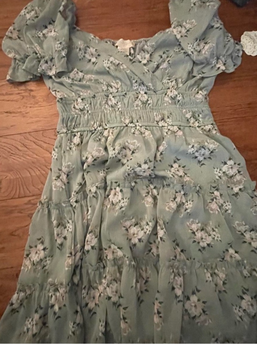 Altar'd State Sage Green Floral Mini Dress
